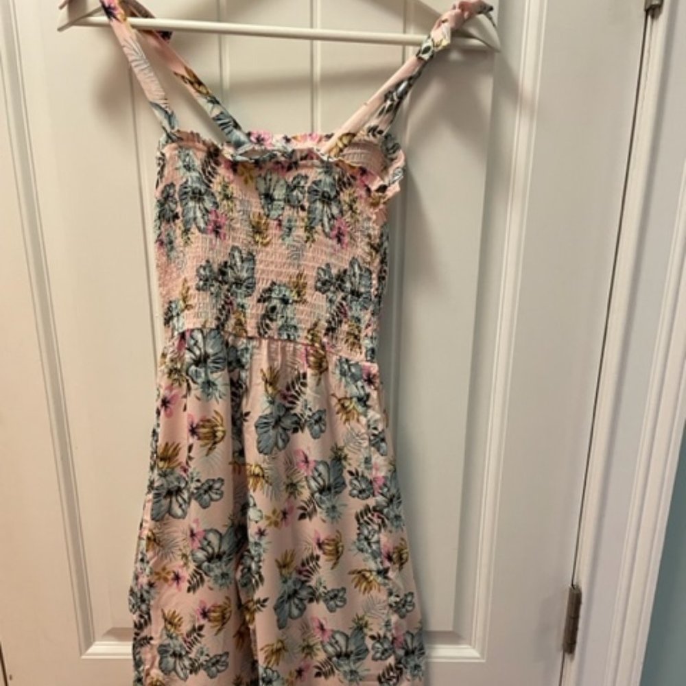 Art Class Girls Pink Floral Print Romper - Girls M (7/8)